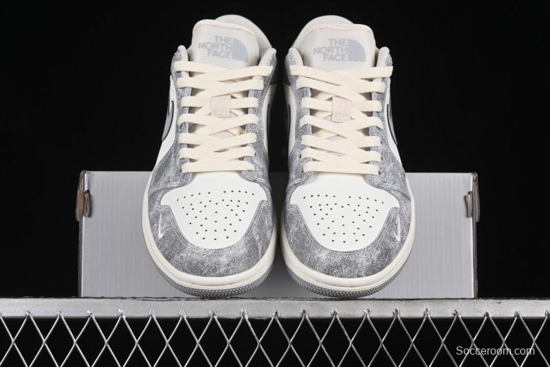 Nike Air Jordan 1 Low AJ1 The North Face Collaboration - Rock Gray High-End Custom Retro Basketball Shoes DC2024-023