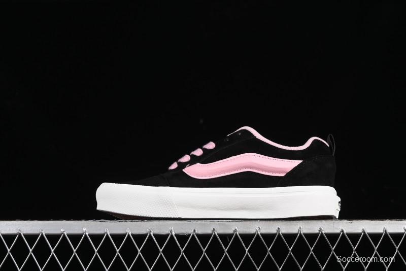 Vans Knu-Skool High Street American Retro Canvas Skate Shoes in Black Pink - VN0009BCRTU