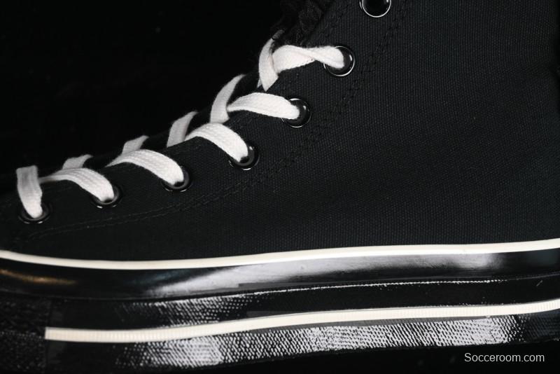 Converse Chuck 1970s High Top Canvas Shoes in Black Lace Punk Style - A10026C