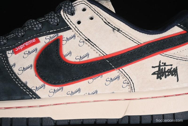 Nike SB Dunk Low Stussy Collaboration - Anniversary High-End Custom Low-Top Casual Skate Shoes - DQ1098-520