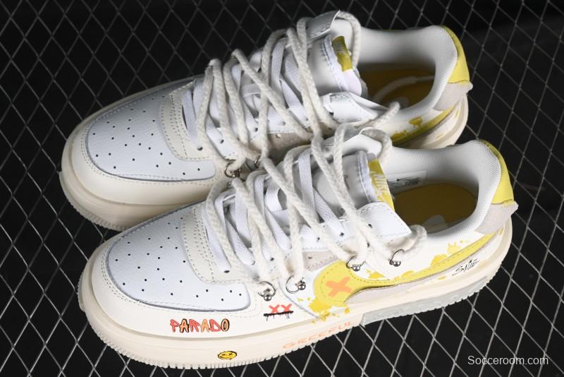 Nike Air Force 1 Fontanka Custom Graffiti Low-Top Casual Sneakers with Deconstructed Dual Laces - DV6984-001