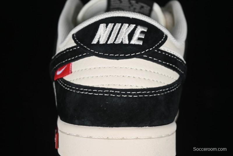 Nike SB Dunk Low Stussy Collaboration - Black White Marking Line Anniversary High-End Custom Low-Top Casual Sneakers - BB9898-008