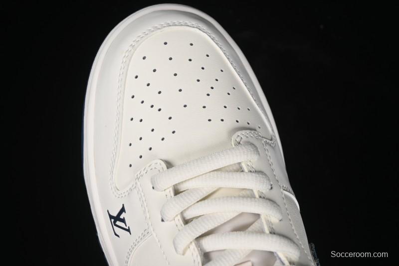 Nike SB Dunk Low LV Collaboration - Dark Blue Denim White Blue Swoosh Anniversary High-End Custom Low-Top Casual Sneakers - DJ2024-008