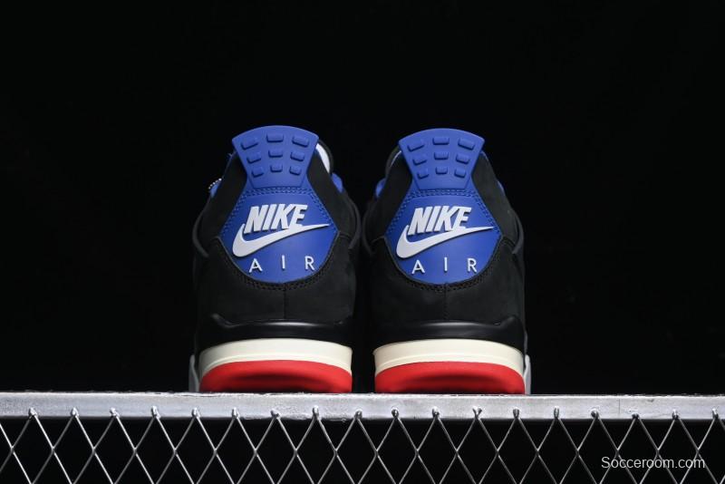 Nike Air Jordan 4 Retro Basketball Shoes with Black-Grey-Blue Color Blocking - FV5029-003