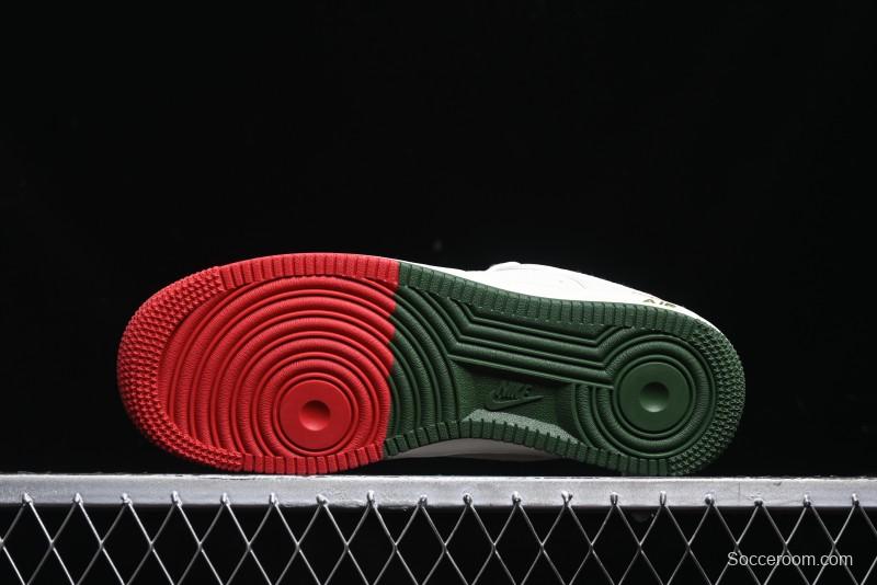 Nike Air Force 1 '07 Low The North Face Collaboration - Beige Red Green Color Block Low-Top Casual Sneakers - XZ6188-011