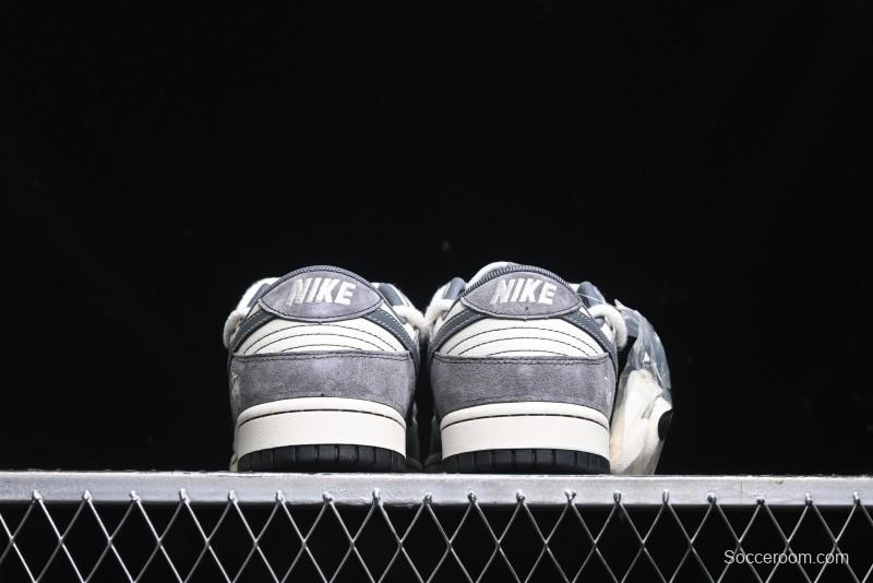 Nike SB Dunk Low Stussy Collaboration - Lace-Up Beige Grey Hook Anniversary High-End Custom Low-Top Casual Skate Shoes - YX5066-206