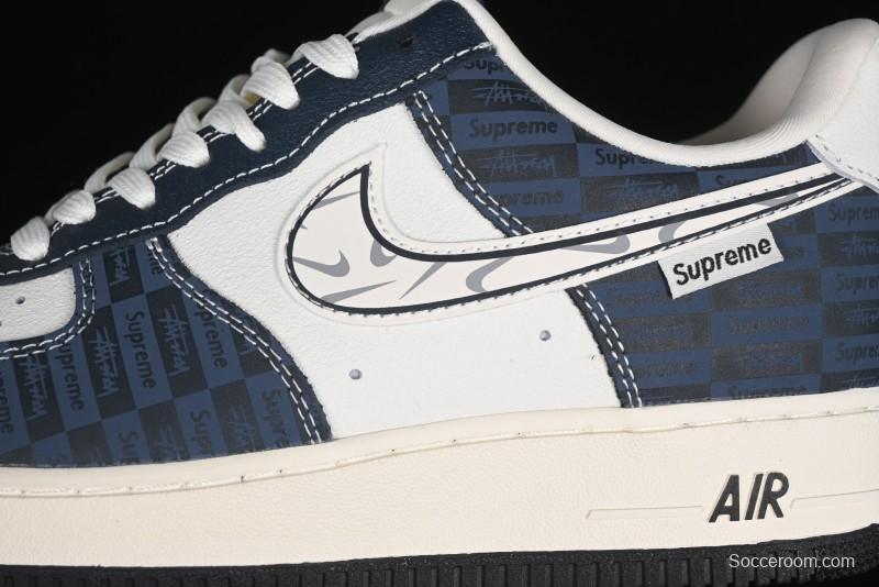 Nike Air Force 1 '07 Low Supreme Casual Sneakers in White-Blue Shadow - KK1988-009