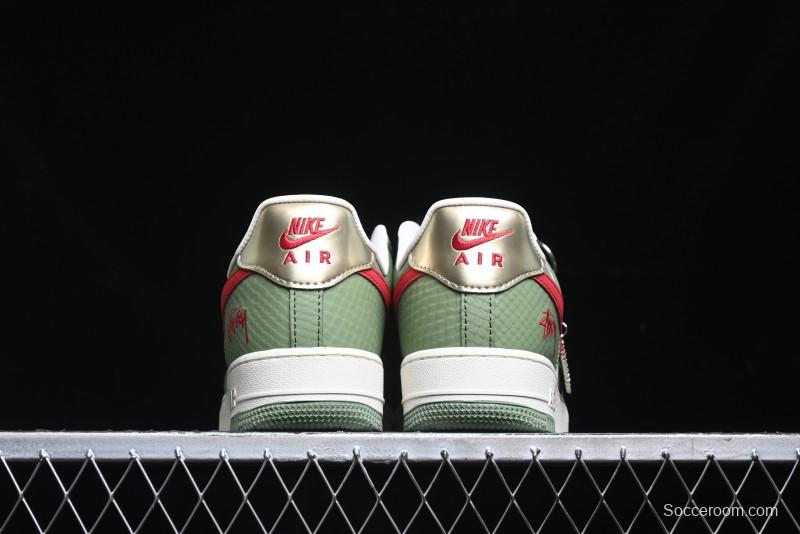 Nike Air Force 1 '07 Low Stussy Collaboration - Snake Green Low-Top Casual Sneakers - KK1988-028