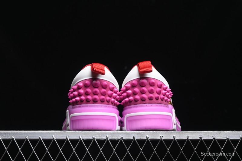 Christian Louboutin Funnyto Flat French Luxury Brand Low-Top Sneakers in Purple Color Block - X.D4