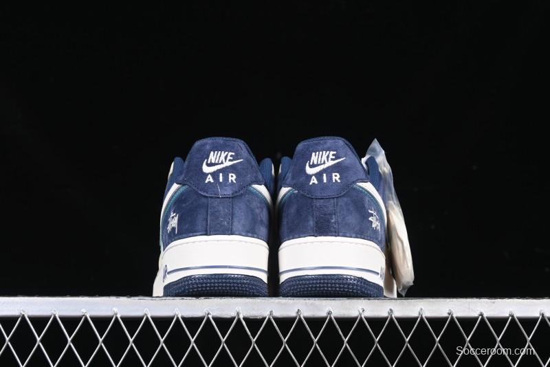 Nike Air Force 1 '07 Low Stussy Collaboration Light Blue White Transparent Swoosh Low-Top Casual Sneakers - DM6688-055