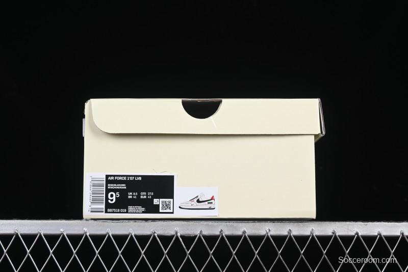 Nike Air Force 1 '07 Low Supreme Collaboration Casual Sneakers in Beige Black Red - BB7518-019
