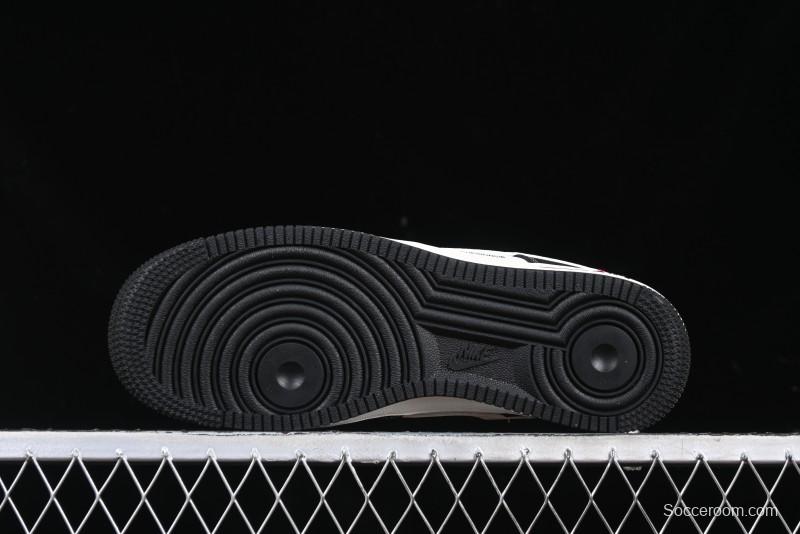Nike Air Force 1 '07 Low Stussy Collaboration - Beige Black with Red Tab Low-Top Casual Sneakers - SJ6698-014
