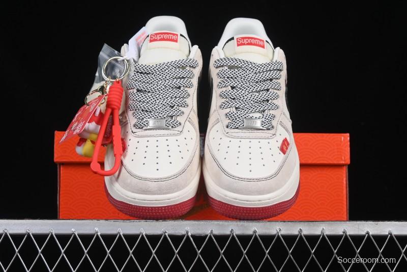 Nike Air Force 1 '07 Low Supreme Snake Year Limited Edition Black Snake Swoosh Low-Top Casual Sneakers - HH7518-033