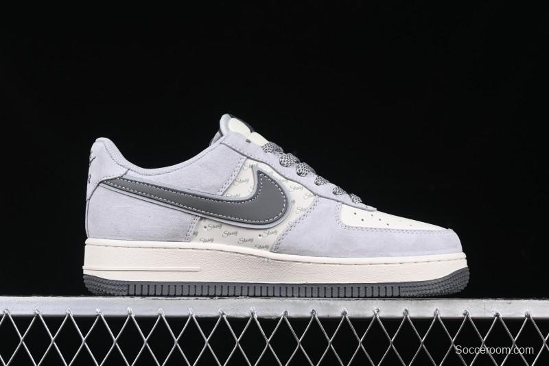 Nike Air Force 1 '07 Low Stussy Collaboration - Pig Grey Swoosh Low-Top Casual Sneakers - XZ3318-066