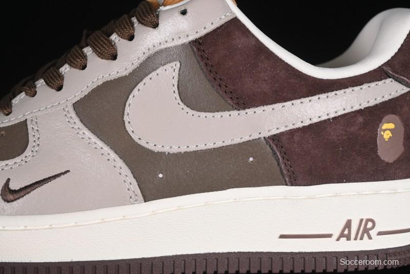 Nike Air Force 1 '07 Low BAPE Collaboration Grey Green Brown Low-Top Casual Sneakers - KK1988-039