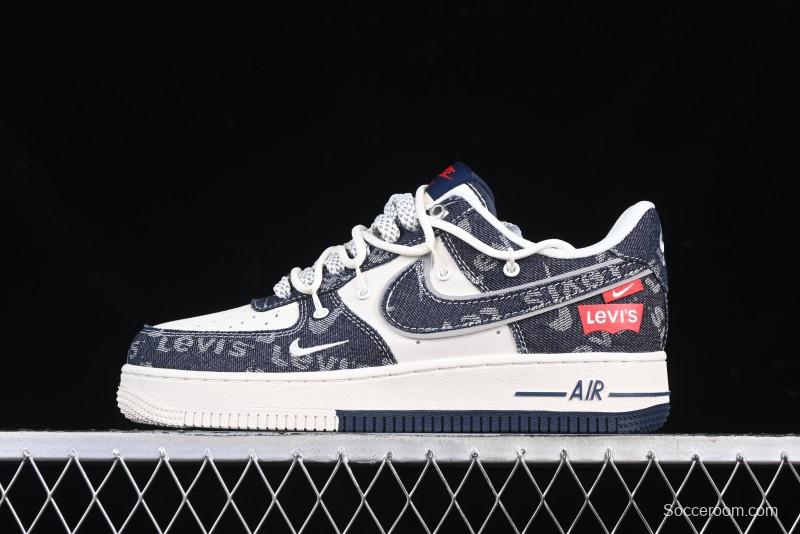 Nike Air Force 1 '07 Low Levi's Collaboration Light Blue Denim Drawstring Casual Sneakers - SJ1198-900
