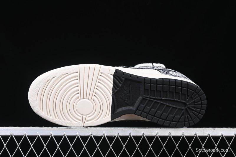 Nike SB Dunk Low Gucci Collaboration Grey Jacquard Swoosh Anniversary High-End Custom Low-Top Casual Skate Shoes - YX5066-215