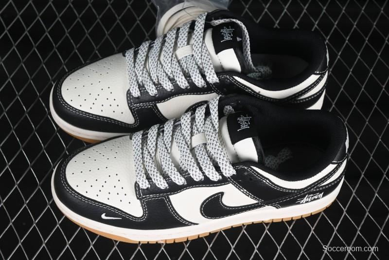 Nike SB Dunk Low Stussy Collaboration Black Gum Rubber Anniversary High-End Custom Low-Top Casual Sneakers - XX3168-120