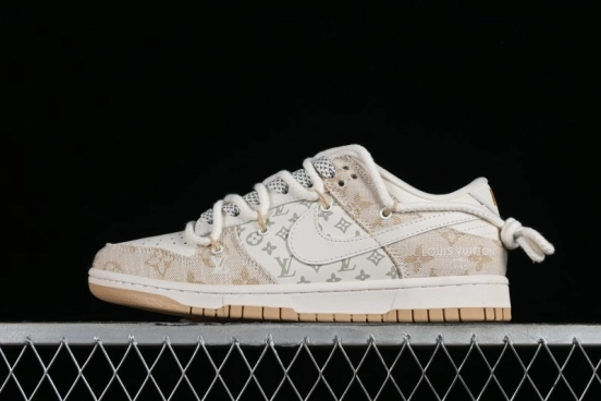 Nike SB Dunk Low LV Collaboration - Yellow Denim Print Anniversary High-End Custom Low-Top Casual Sneakers - SJ2068-247