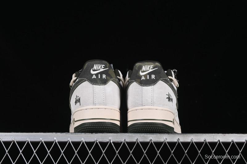 Nike Air Force 1 '07 Low Stussy Collaboration Camo Swoosh Drawstring Casual Sneakers - DM6688-014