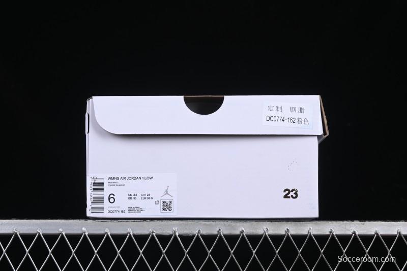 Nike Air Jordan 1 Low AJ1 Custom White Pink Low-Top Casual Lifestyle Sneakers - DC0774-162