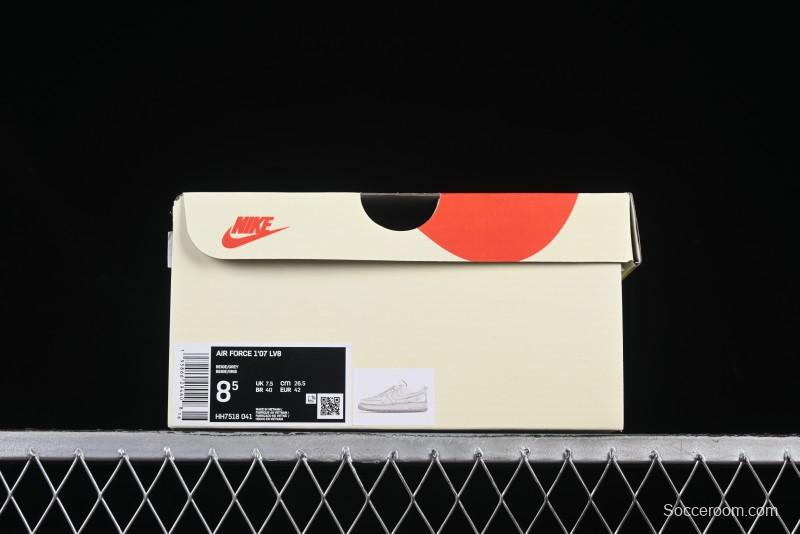 Nike Air Force 1 '07 Low Stussy Collaboration Grey Swoosh Casual Sneakers - HH7518-041