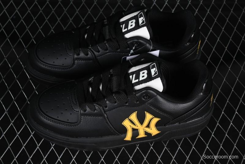 NY Yankees Black & Yellow Sneakers - Bold Logo Streetwear Shoes