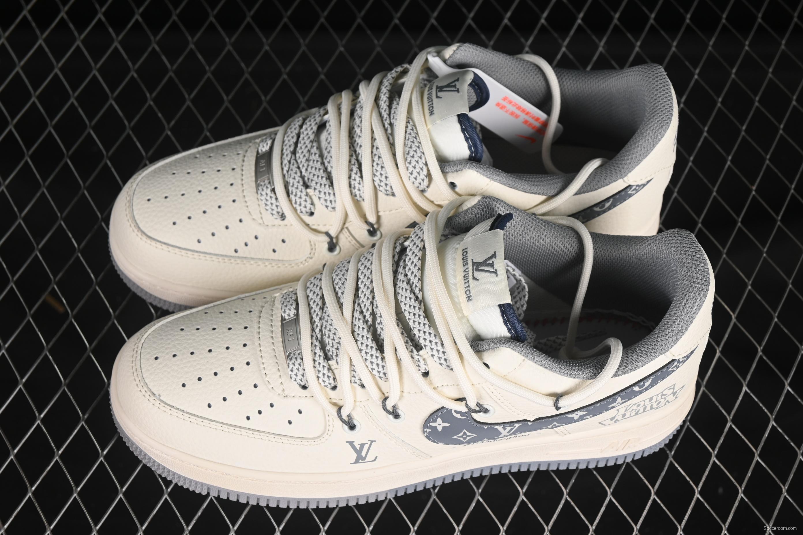 Nike Air Force 1'07 Low LV Collaboration Grey Pattern Drawstring Casual Sneakers - DM6868-065