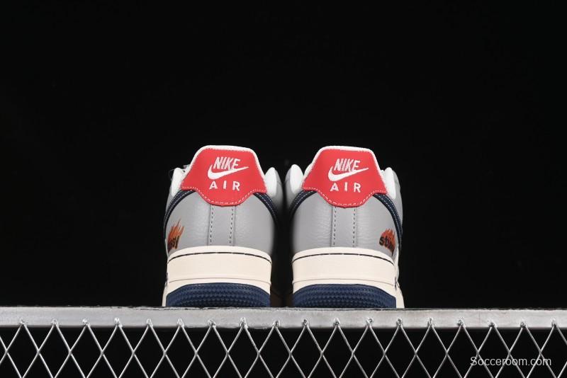 Nike Air Force 1 '07 Low Stussy Double Flame Casual Sneakers with Full-Length Air Cushion - XS1958-555