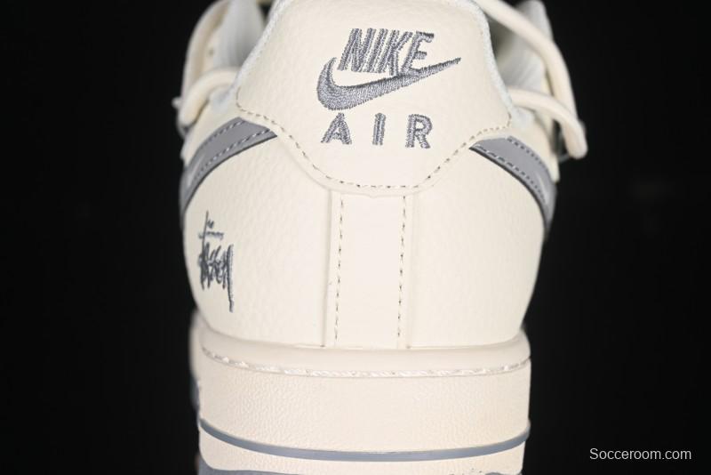 Nike Air Force 1 '07 Low Stussy Collaboration Grey Diamond Lace-Up Casual Sneakers - DM6868-072
