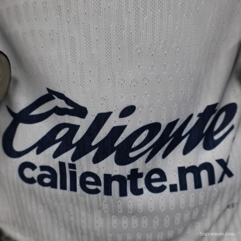 Player Version 25/26 Club America Away White with Navy and Gold Eagle Crest Jersey