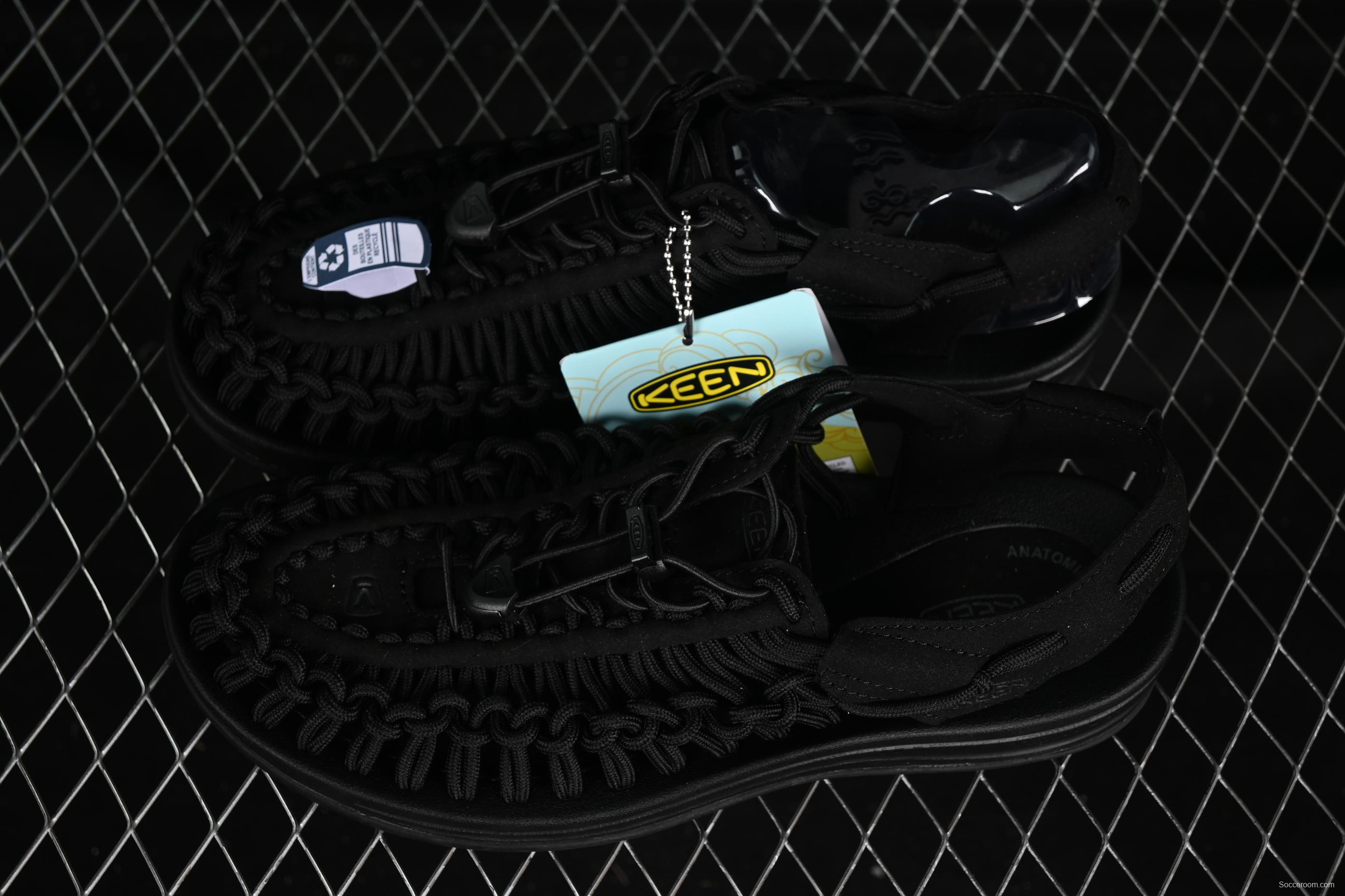 Keen Uneek Flat-M Woven Elastic Strap Casual Outdoor Water Sandals - 1014097 BLACK