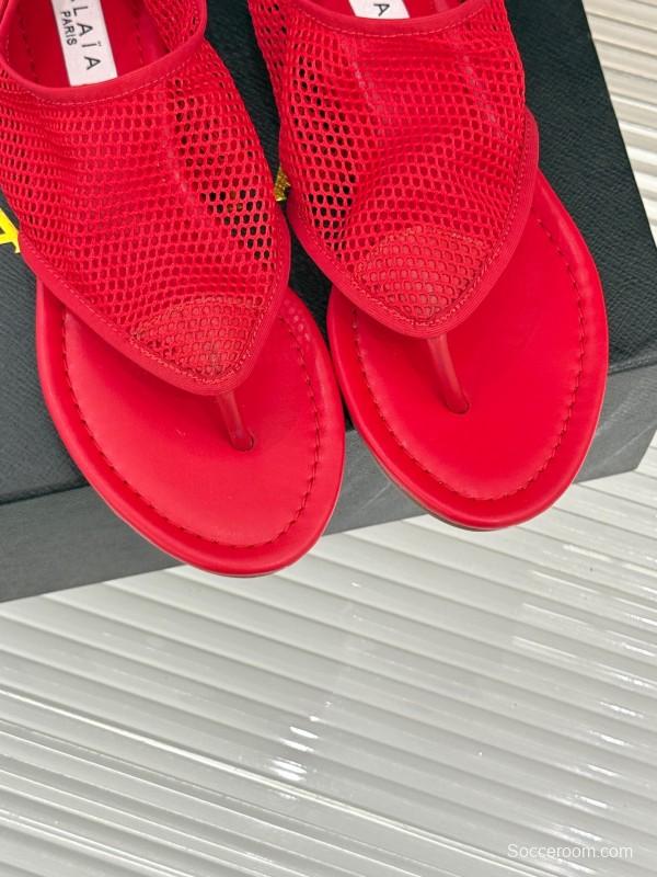 2025 Women YSL Red Mesh Sandals
