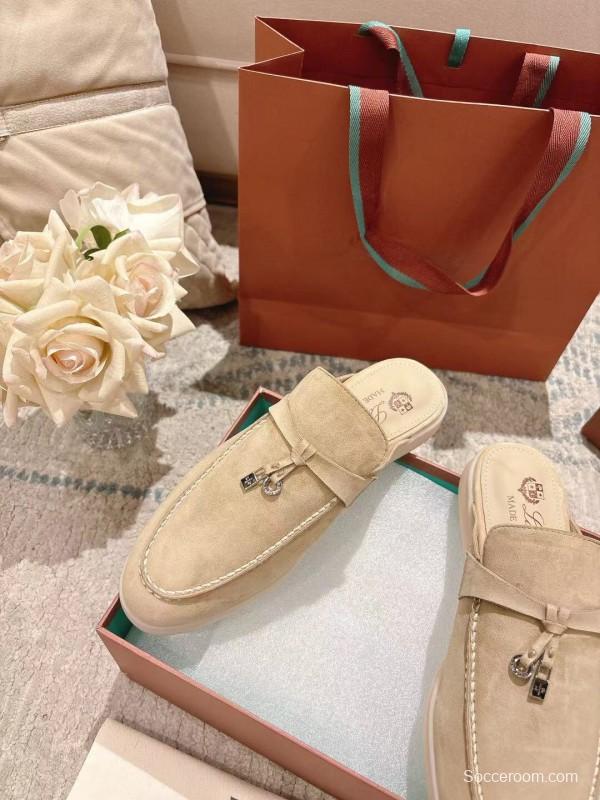 2025 Slippers Loro Piana Beige Suede Slippers