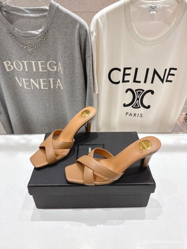 2025 Women Yves Saint Laurent Beige Leather High Heels