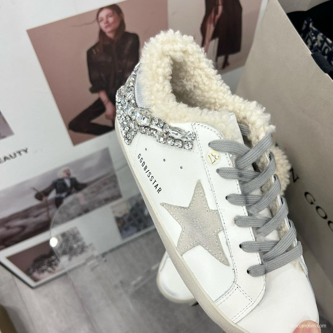 2025 Women GGDB White Grey Leather Shearling Sneakers MJ00260