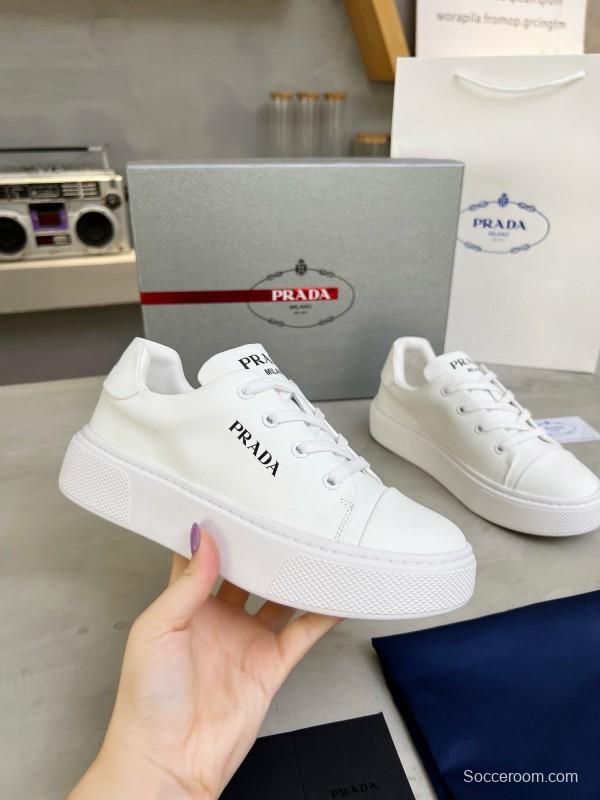 2024 Unisex Prada White Calfskin Leather Sneakers MJ00310