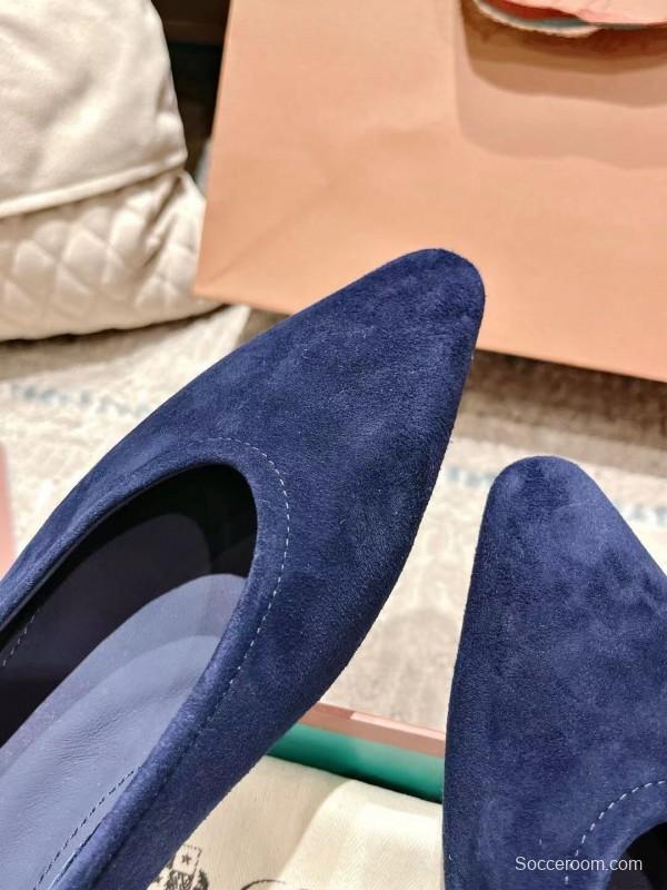 2025 Women LP Navy Suede Ballet Flats
