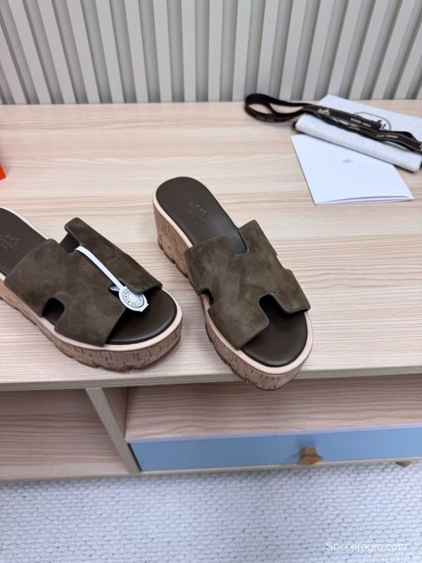 2025 Slippers Hermès Brown Suede Slippers