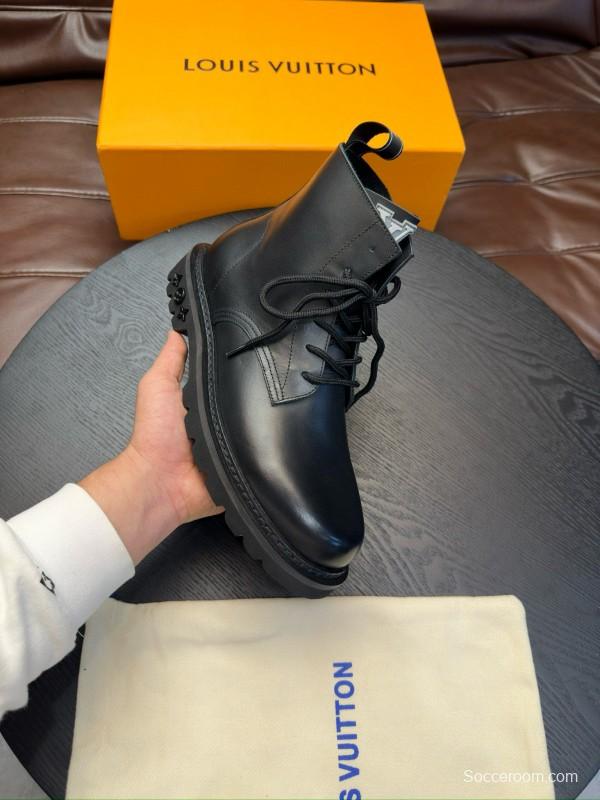 2024 Men Louis Vuitton Black Calf Leather Casual High Top MJ00440