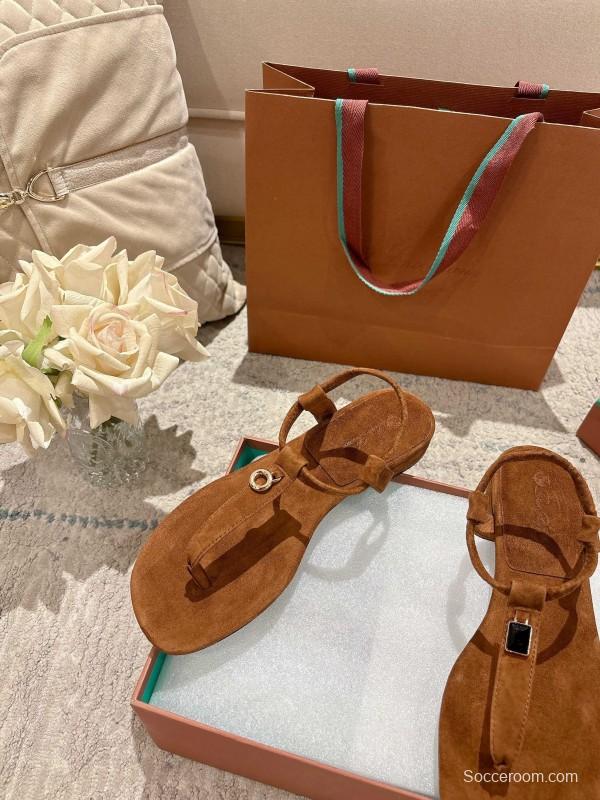 2025 Women LP Brown Suede Sandals LY00360