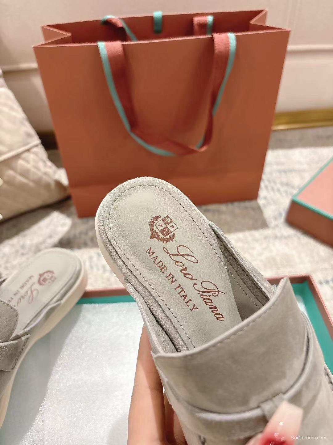 2025 Women LP Beige Suede Slip-on Loafers LY00360