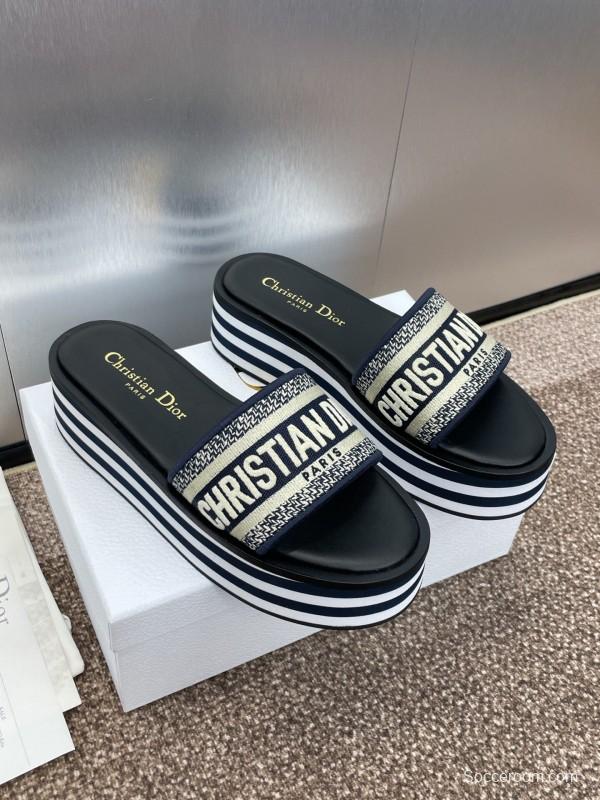 2025 Slippers Dior Black Canvas Slippers