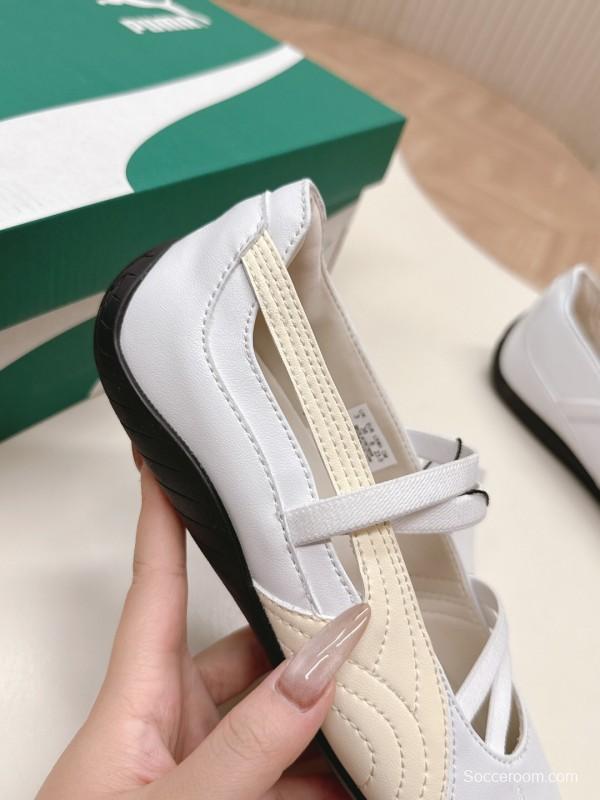 2025 Women PUMA White Leather Ballet Style Shoes
