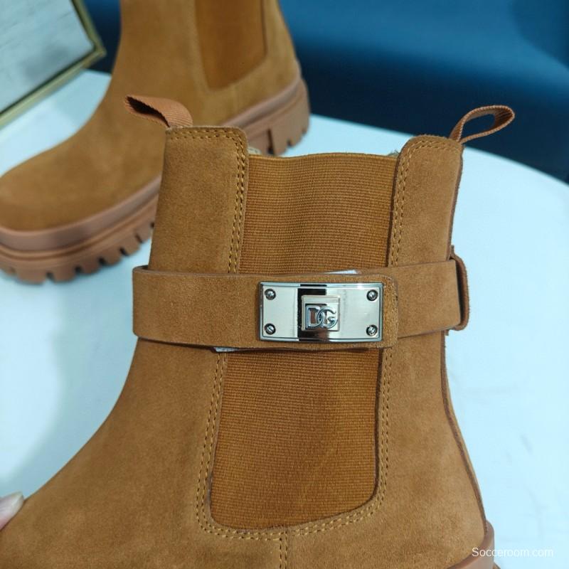 2024 Women Dolce & Gabbana Brown Suede Boots