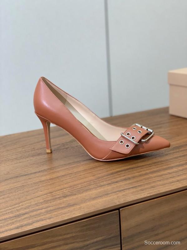 2025 Women Gianvito Rossi Brown Leather Heels KFY00300