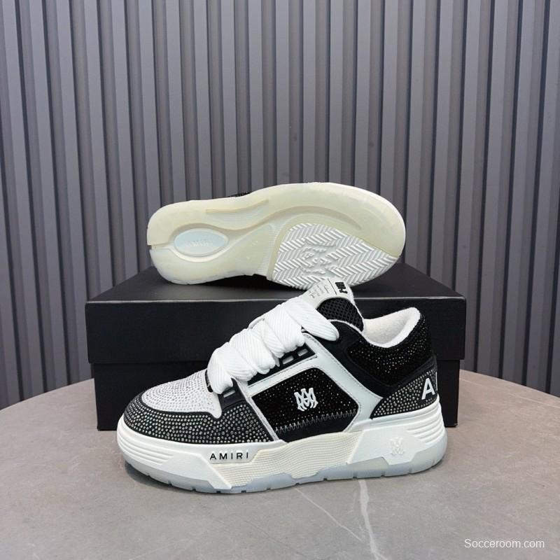 2024 Unisex Amiri Black White Mesh Leather Sneakers MJ00410
