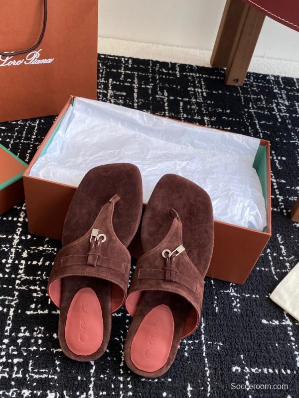 2025 Women Le Parmentier Brown Suede Slippers KFY00280