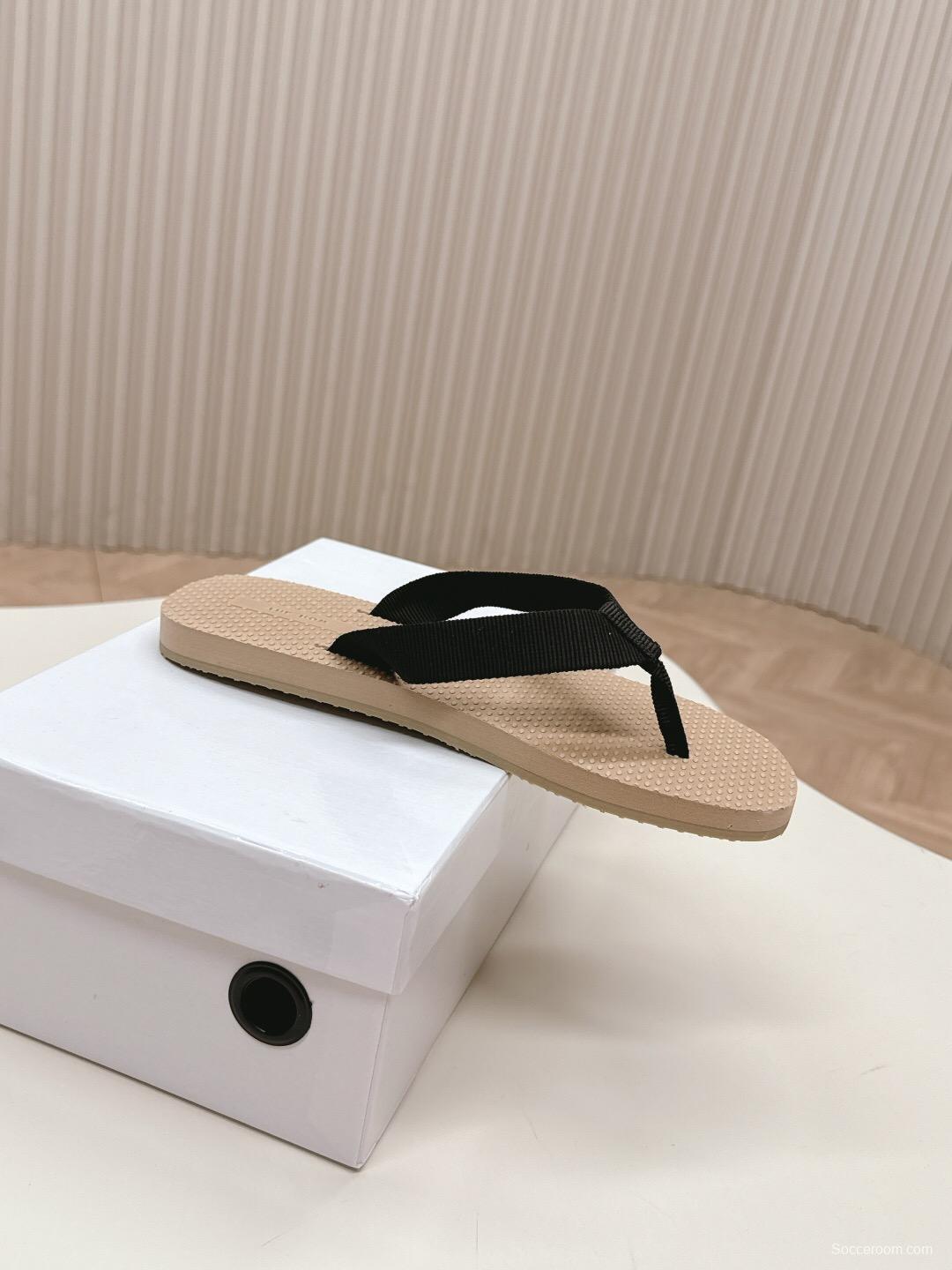 2025 The Row Black Beige Fabric Slippers