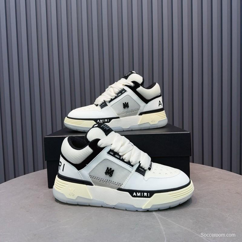 2024 Unisex Amiri White Black Leather Sneakers MJ00360
